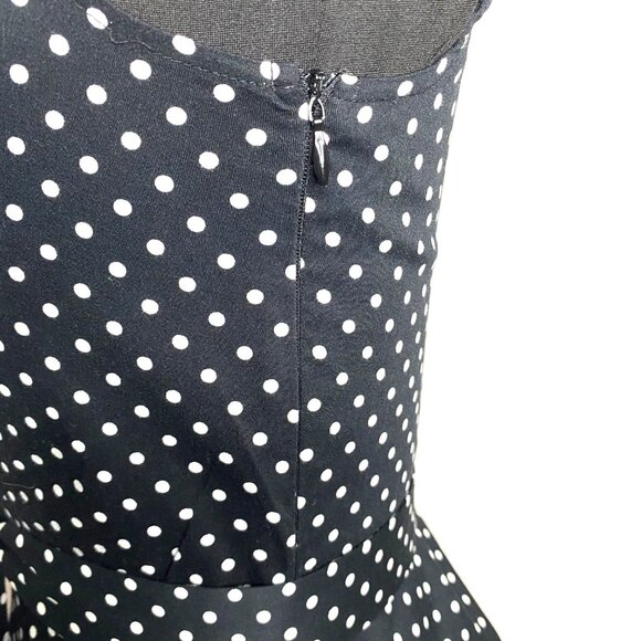Wedtrend 1950s Style Retro Dress Womens Small Black White Polka Dot Tradwife - Picture 9 of 12